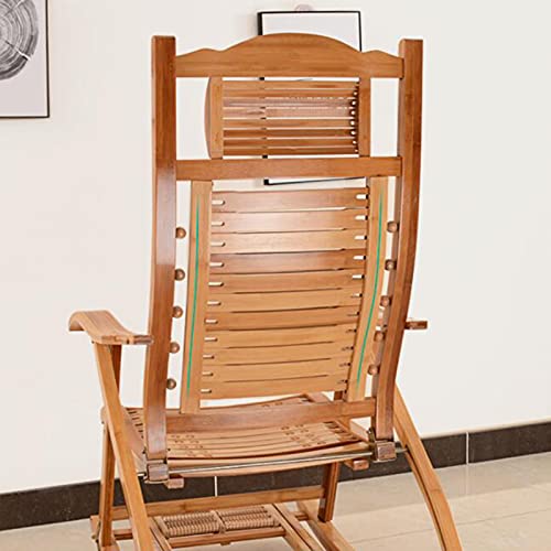 Chaise à bascule en bambou et transat de jardin pliant réglable avec coussin - 7