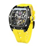 FORSINING Orologio da uomo in acciaio inox, da polso automatico, di lusso, con scheleton, colore: argento)