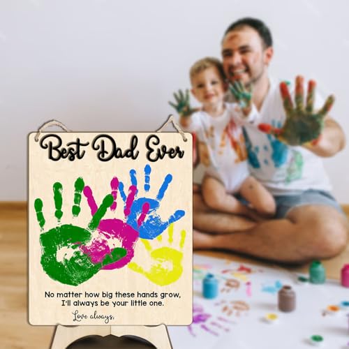 Image of Dad Handprint Footprint Art Craft, Fathers Day Gift, Sign, Plaque, Father Birthday Gift, DIY Baby Kids Card, Toddler Preschool Craft, Children Toddler Baby Keepsake, to The World You are a Father