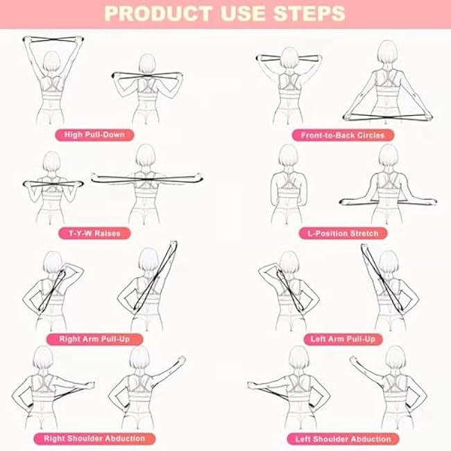 Figure 8 Resistance Bands for Women & Men, 25LB Silicone Pull Rope for Shoulder, Back & Arm Workout, Non-Slip Handles, Physical Therapy, Posture Correction, Fullbody Yoga Pulling Rope