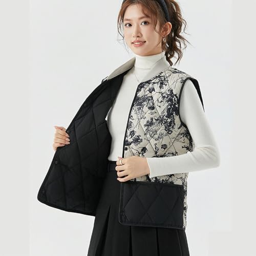 Uillui Teen Girls Floral Quilted Vest Lightweight Button Down Puffer Vest Pocket Casual Warm Gilet Jacket Junior Winter Coat4