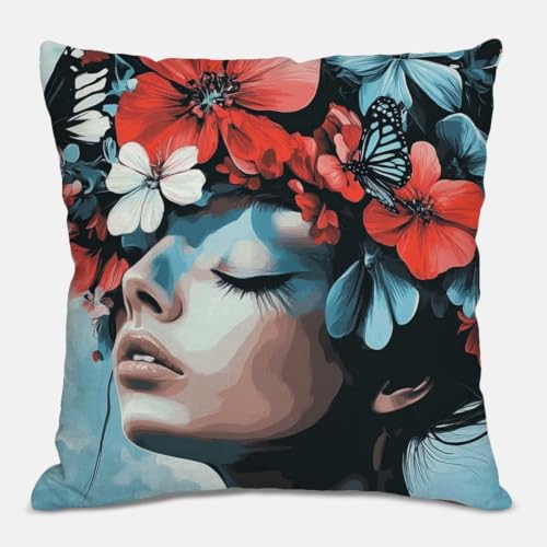 Housse coussin 50x50 cm lot de 2 en lin résistant à l'eau L#1413 - 8