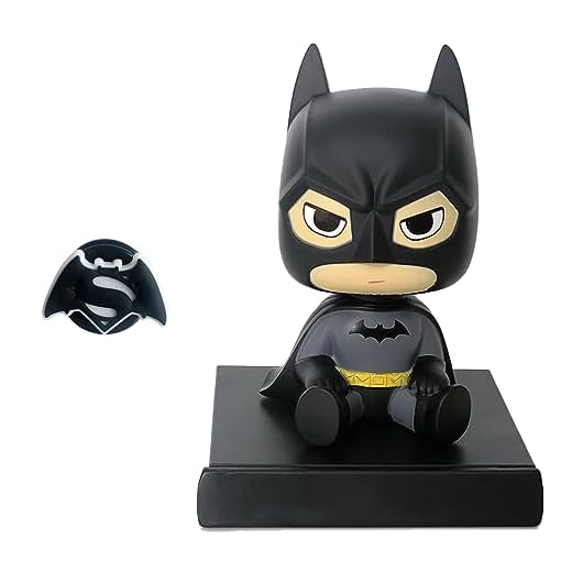 ITUBLE Batman Car Dashboard Decorations Funny Bobbleheads Figures Anime Car Accessories Interior for Men Women Boys Bobble Head Car Dash Board Decor Black Home Desk Ornaments Charm with Phone Holder
