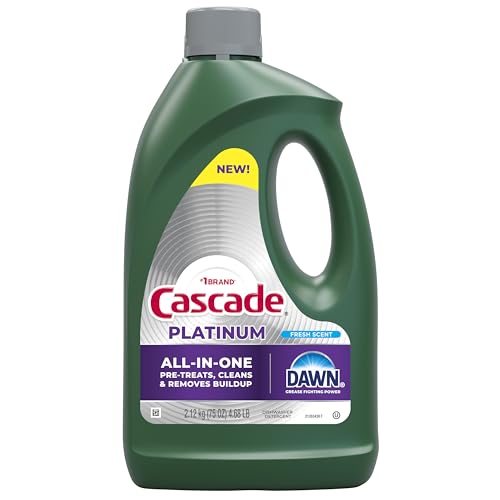 Image of Cascade Platinum Dishwasher Liquid Gel, Dish Soap for Dishwasher With the Grease Fighting Power of Dawn, Fresh Scent, 75oz (Pack of 1)