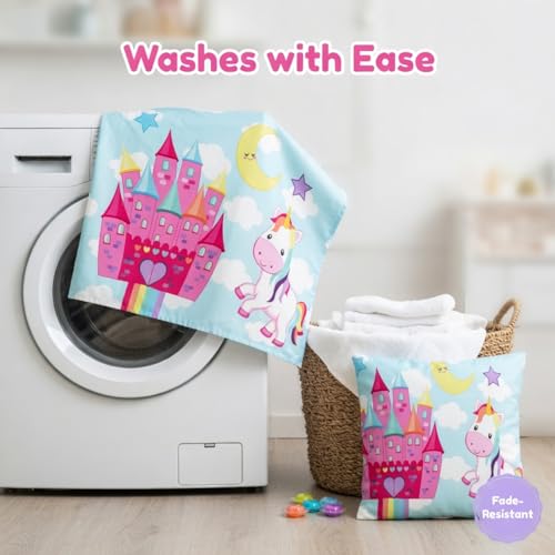 Image of Everyday Kids 2-Pack Standard Size Pillowcases fit Pillows 20 x 26 inch -100% Soft Breathable Microfiber - Perfect for Toddler Little Girl Twin /Full Size Bed - Unicorn