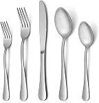LIANYU 20 Piece Silverware Set, Matte Silverware Flatware Set for 4, Stainless Steel Cutlery Tableware Set, Elegant Utensils for Home Restaurant Party, Satin Finish, Dishwasher Safe
