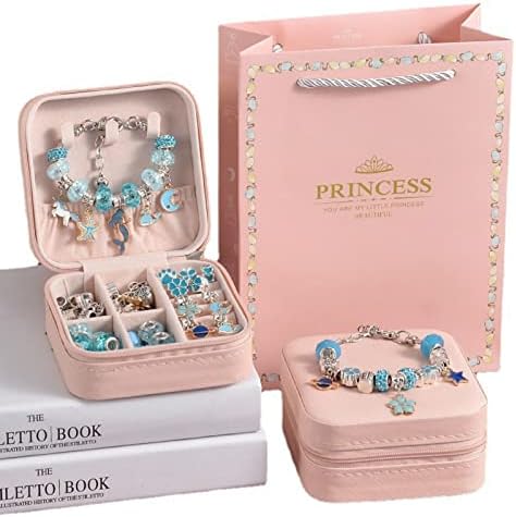 Gaoxyima Charm Bracelet Making kit for Girls,Gift Box Contains 66 Pieces of Jewelry Making kit for 6-12 Years Old Girls' Arts and Crafts for Birthday,Christmas Gifts.