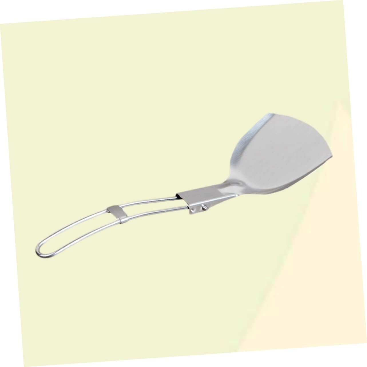 PRETYZOOM Foldable Stainless Steel Cooking Spatula Camping Kitchen Utensil for BBQ and Picnic Portable Griddle Shovel Cooking Tool for Outdoor and Travel