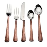 INOX ARTISANS Ridge Copper Finish Flatware 5 Pc. Place Setting