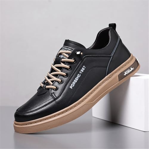 Men's Genuine Leather Walking Shoes Soft Breathable Dress Sneakers Low Top Slip on Non-Slip All-Match Casual Shoes3