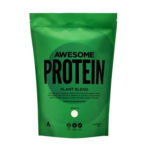 Awesome Supplements – Vegan Protein Powder – Organic 1KG – High Protein Plant-Based Powder – 21,6 g Protein Per Serving – Low Calorie, Low Sugar – Pea Protein, Organic Protein (1 KG, Vanilla)