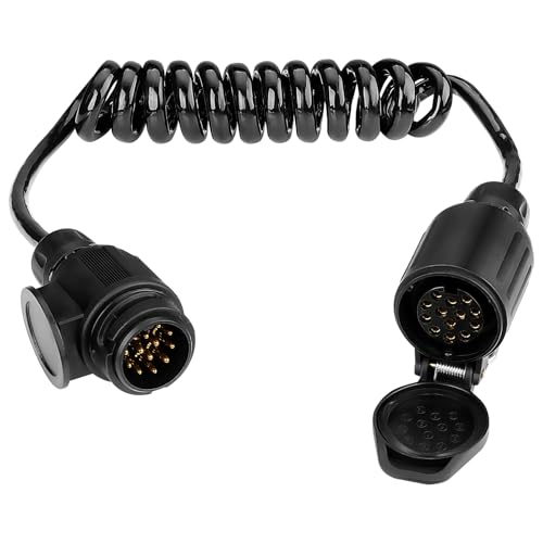 GEARMONSTER 2M 13-polig auf 13 Polig Adapter Stecker Verbindung Verlängerungskabel Spiralkabel Anhängerkabel Anhänger Adapterkabel für PKW LKW Caravan Wohnmobil Wohnwagen Fahrradträger Anschluss