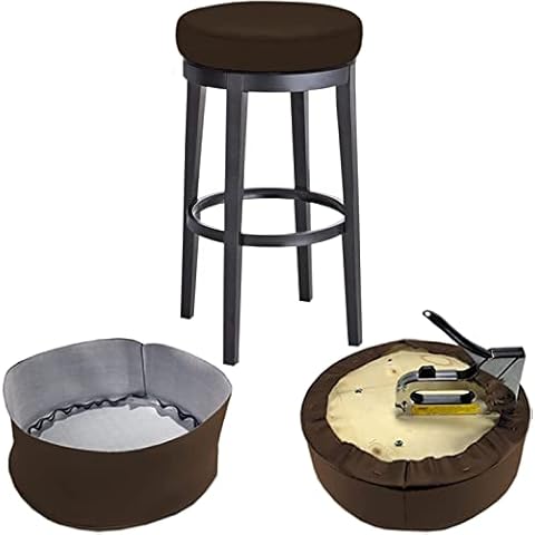 Bar Stool Replacement Cover Round DIY Staple On Heavy Duty Commercial Vinyl Restaurant Kitchen Office Exam Chair (17 inch Diameter, Brown Marble) Cover