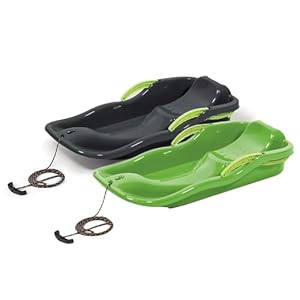Prosperplast Schlitten Set Race Anthrazit + Grün | schneller Kunststoffschlitten | robust & frostbeständig | leicht & handlich | für rasante Winterabfahrten | 87×40×18 cm