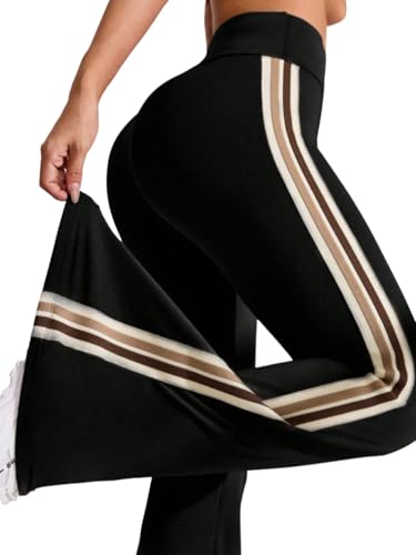 Tilowei Young Lady Flare Leggings High Waisted Yoga Pants,Soft Stretchy Bell Bottoms for Dance Activewear for12-25 Years(S M L XL XXL) (US, Alpha, XX-Large, Regular, Regular, Black) — view 2