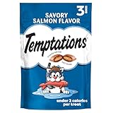 Temptations Classic Crunchy and Soft Cat Treats Savory Salmon Flavor, 3 oz. Pouch