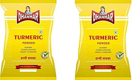 Dhanhar Turmeric (Haldi) Powder | Natural & Fresh | No Artificial Flavour & Preservative, 400 Grams (200G x 2 Pack) | for Healthy and Flavourful Cooking