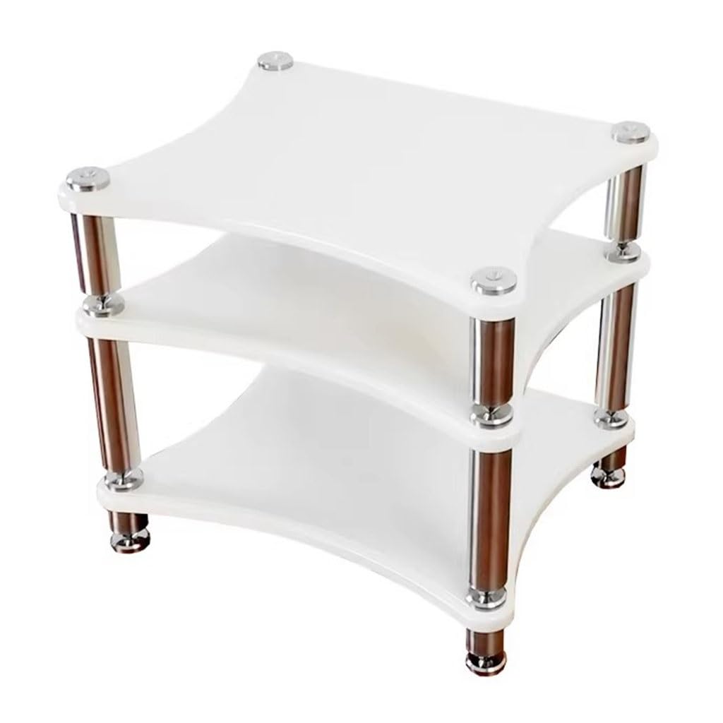 Support pour enceintes et composants audio blanc idéal pour sublimer votre salon de musique