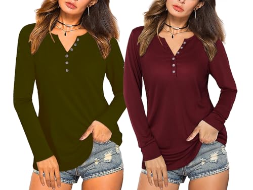 Image of Women's Regular Fit Pure Cotton Top - Elegant V-Neck with Mandarin Collar, Button-Front Design, Full Sleeves, Soft & Breathable Fabric for Stylish Casual Wear