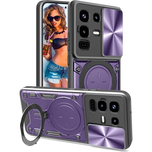 Ephoou for Infinix Note 50 Pro 4G/ Note 50 4G Armor Case with Magnetic Ring Kickstand, Rugged Military Grade Shockproof Case with Slide Camera Lens Cover for Note 50 Pro 4G JS-Purple