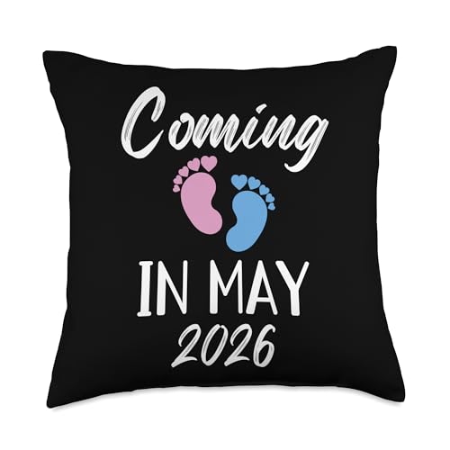 New Baby Coming in May 2026 Funny Baby Shower Boy Girl Throw Pillow