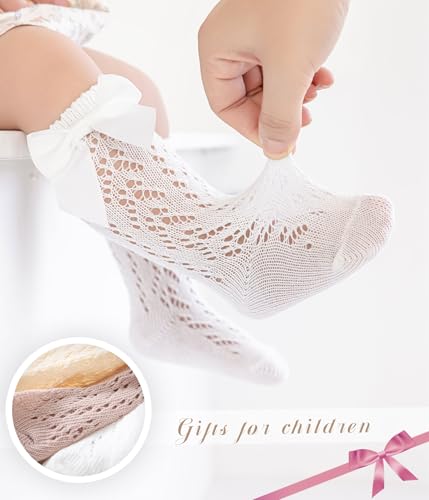 Image of CHUNG Toddler Baby Girls Knee Hight Stocking Cotton Socks 0-7Years Solid Color Bowknot Thin Spring Summer