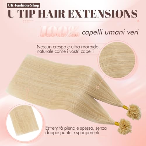 Extension Capelli Veri Cheratina 100 Ciocche U Tip...