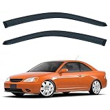 Deal 2-Piece Set Front Door Smoke Vent Window Visor, Side Window Deflector with Outside Mount Tape-On Type, Custom Compatible with for 2001-2005 Civic 2-Door Coupe