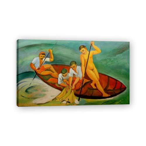 Impression sur toile Catching Fish, reproduction haut de gamme signée August Macke