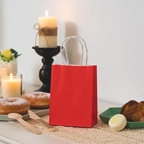 Small Red Paper Bag With Handle Party Favor Bag 6X4.5X2.5 Inch For Wedding Birthday Valentine's Day Christmas New Year Halloween Graduation Recycled Bag, Pack Of 24 #TOP4