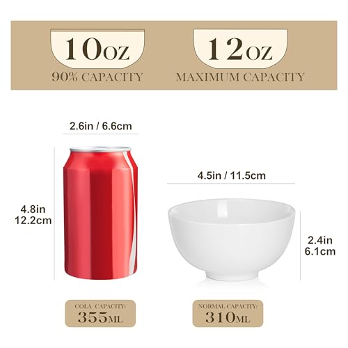 Image of MALACASA 10 Oz Small Ceramic Bowls Set of 8, White Bowls for Ice Cream | Perfect for children, dessrt, Side dishes, rice, & ice cream; scratch-resistant, stackable, microwave, oven & dishwasher safe