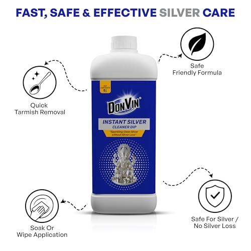 Image of Instant Cleaning Liquid, 1Ltr | Silver Dip Cleaner for Jewellery, Articles & Silverware | Instant Silver Cleaner | No Silver Loss | Quick & Effective
