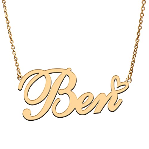 RONKAH Ben Custom Personalized Name Necklace Pendant Necklace with Heart Customized Necklace Best Gift for Women Christmas Valentine's Day Mother's Day Birthday AU