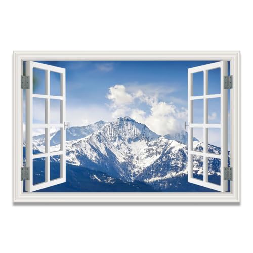 Cuadro lienzo de montañas con efecto ventana para inspirar paz en tu decoración moderna
