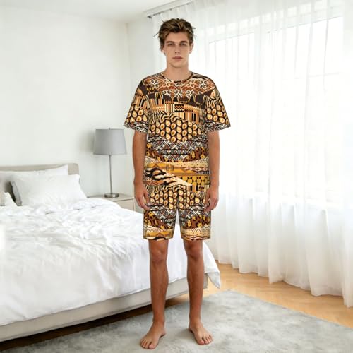 Pijama de dos piezas para hombre que evita el calor nocturno gracias a su tejido suave texturizado 3