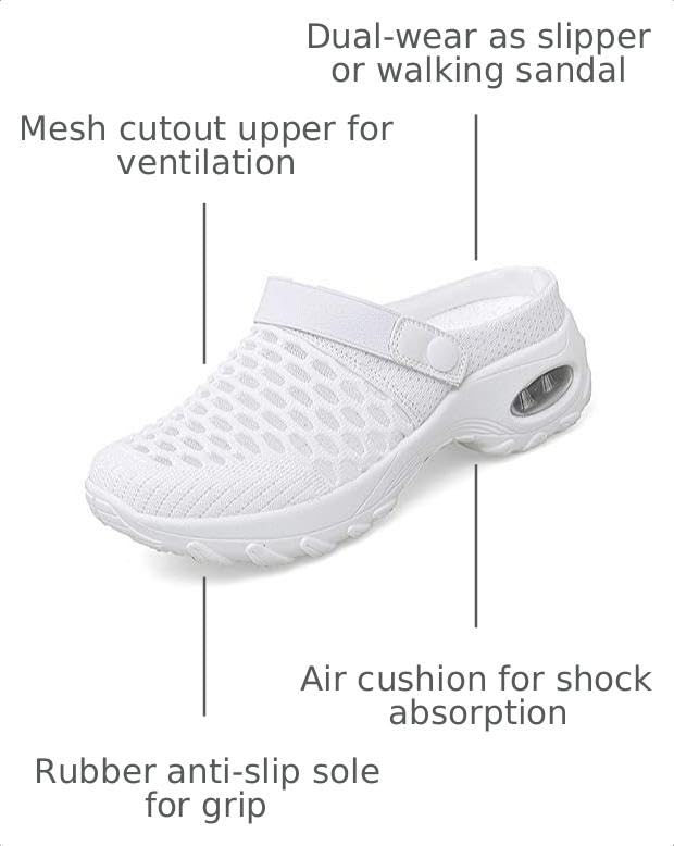 Image of Trsorini Mules Clogs for Women Summer Air Cushion Platform Mesh Mules Sneaker Sandals for Female Lightweight Beach Shoes Outdoor Slippers Walking Shoes