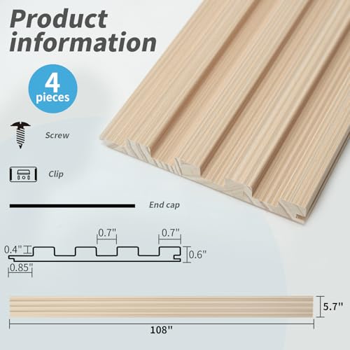 Image of Art3d 108 x 5.7 Inch Slat Wood Wall Paneling for Interior Decor, Ashtree
