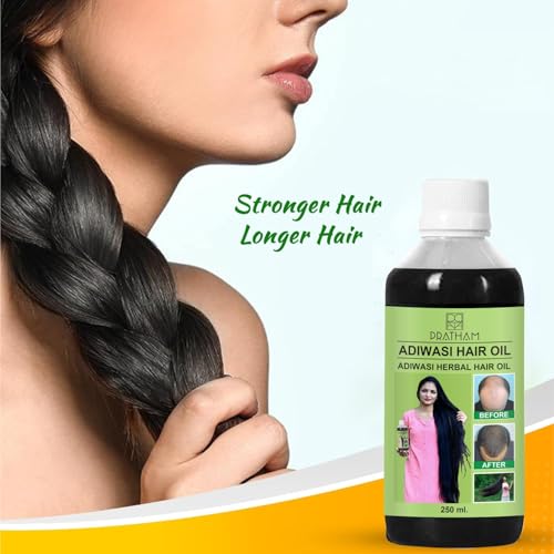Image of PRATHAM Aadivashi Hair Growth Oil Ayurvedic Herbal Kesh tel with Natural Rosemary essential & Biotin for Control Hairfall anti-dandruff Hair Oil Original (Pack of 2, 500 ml)