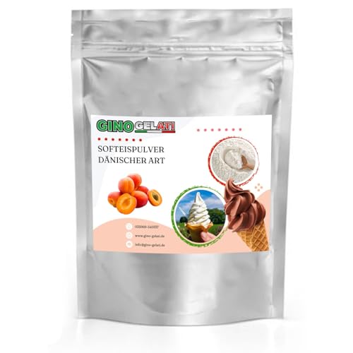 Gino Gelati Dänisches Softeis Pulver, fruchtiger Geschmack, verschiedene Geschmacksvarianten, schnell und einfach Zubereitet, Made in Germany, Eis selber machen (10 Kg, Aprikose)
