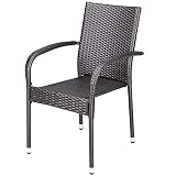 Casaria Polyrattan Gartenstühle 4er Set Stapelbar Höhenverstellbar 120 kg Belastbarkeit Armlehne Garten Balkon Terrasse Stapelstuhl Gartensessel Braun