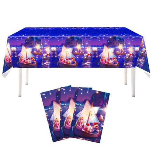 3PCS Latest Mario Birthday Tablecloth Decorations Plastic Waterproof Tablecloths Cartoon Party Supplies for Boys Girls Fans Concert Birthday Party