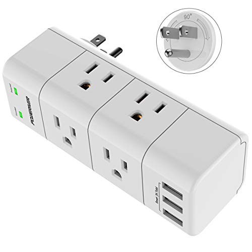 Surge Protector, Outlet Expanders with Rotating Plug, POWERIVER USB Wall Charger with 6