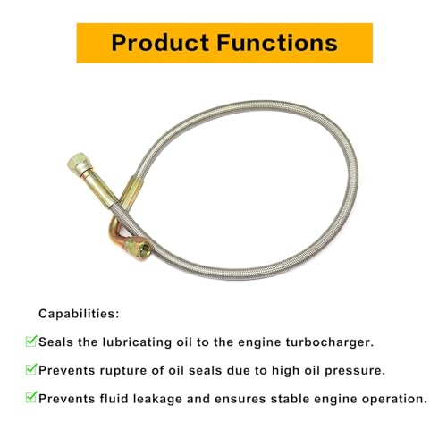 Image of SecosAutoparts 24 inch 7 /16-20 4AN Stainless Turbo Oil Feed Line 90 Degree Straight Hose PTFE Line Hose End Pressure Stainless Remote Turbocharger #551871