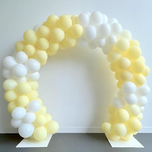 Image of Regular Balloon Combo For Decoration with Glue Dots & Balloon Arch Strip - Party Decor Set For Easy Party Setup (WHITE YELLOW, 100)