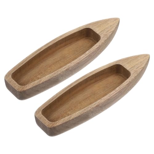 ABOOFAN Wooden Boat Model 5.8 Inch Miniature Canoe Decor Rustic Unfinished Woodcraft for Home Office Desktop Decoration