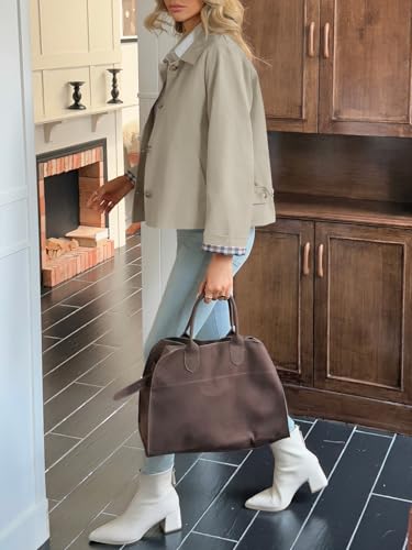 Image of Tankaneo Womens Cropped Trench Coat Lightweight Single Breasted Jacket Fall Windbreaker Fashion Outerwear