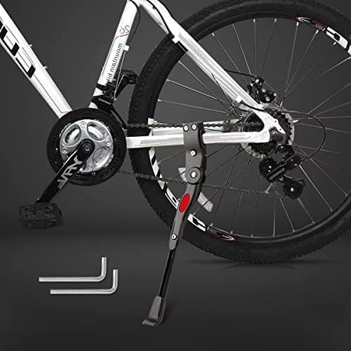 Bike Kickstand Adjustable Aluminium Alloy Kick Stand Adult Bicycle Kickstand Universal Bike Side Rear Kickstand for 22″-27″ Mountain Bike,Road Bike