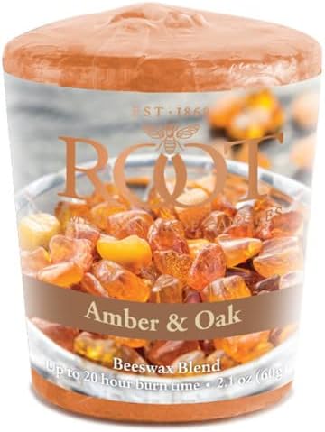 Miniatura 2 de Root Candles Velas votivas perfumadas, mezcla de cera de abeja, votivas hechas a mano de 20 horas, 18 unidades, ámbar y roble