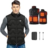 Kintiwe Beheizbare Weste Damen Herren, Unisex Beheizte Weste Heizweste Wärmeweste mit Powerbank und 3 Stufen Temperatur, Winter Beheizbare Jacke für Outdoor Motorrad Jagd Angeln Skifahren