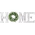 LOSOUR Home Letters with Wreath-Farmhouse Decor for The Home Wood Letters-Decorative Home Sign for Living Room Decor, Entry Way, Kitchen, etc (White)
